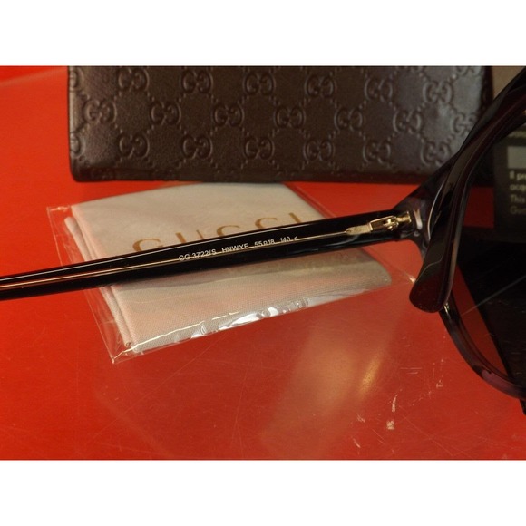 NIB GUCCI 3722S HAVANA BLACK GRAY INTERLOCKING GG LOGO SUNGLASSES # 372819 ITALY main image 9